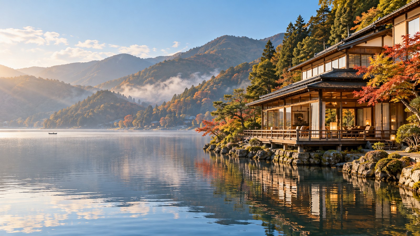 Lakeside scenery and a Japanese ryokan